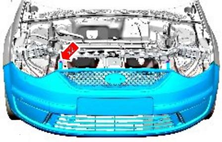 the scheme of fastening of the front bumper of the Ford Galaxy/S-Max (2006-2015)